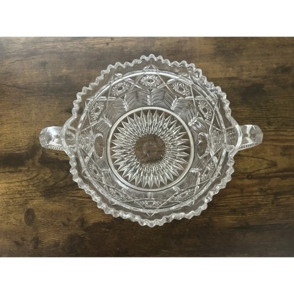 Antique EAPG Cambridge‎ Inverted Feather Crystal Cracker Jar Ice Bucket